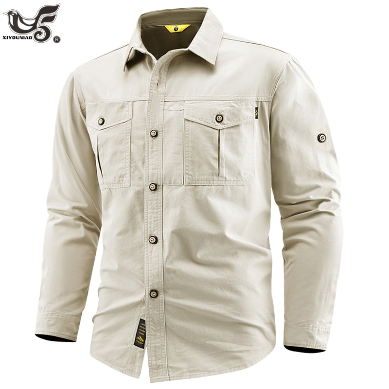 Tactical Military Shirt Cargo - قمصان عسكرية رجالية تكتيكية بأكمام طويلة
