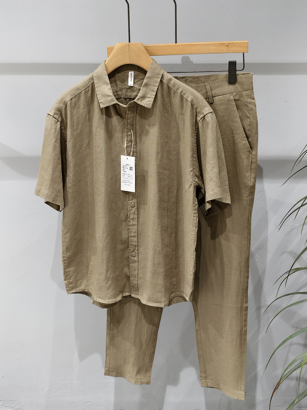 Mens Linen Shirt Long Sleeve - طقم كاجوال رجالي صيفي من الكتان