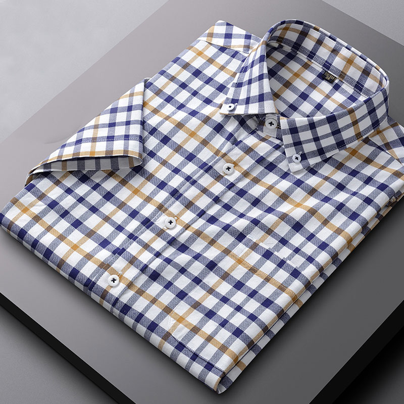 Oxford Cotton Casual Shirt Business - قميص أكسفورد رجالي بأكمام قصيرة ،