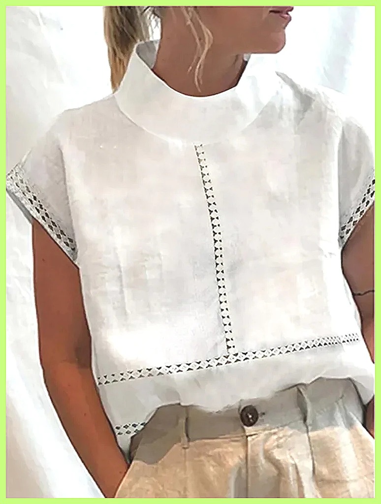 Shirts - قميص نسائي من القطن والكتان، بلوزة