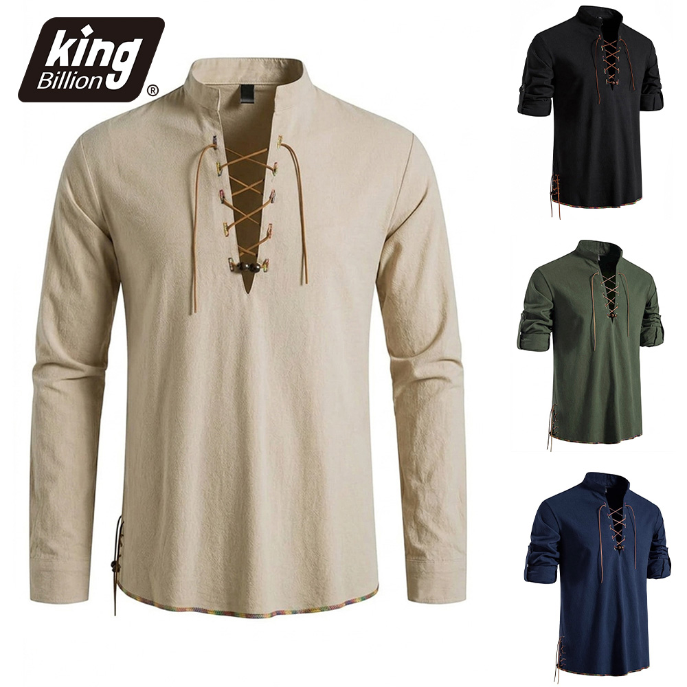 Medieval Gothic Lace Up Pirate Shirt - قميص قراصنة من العصور الوسطى للرجال،
