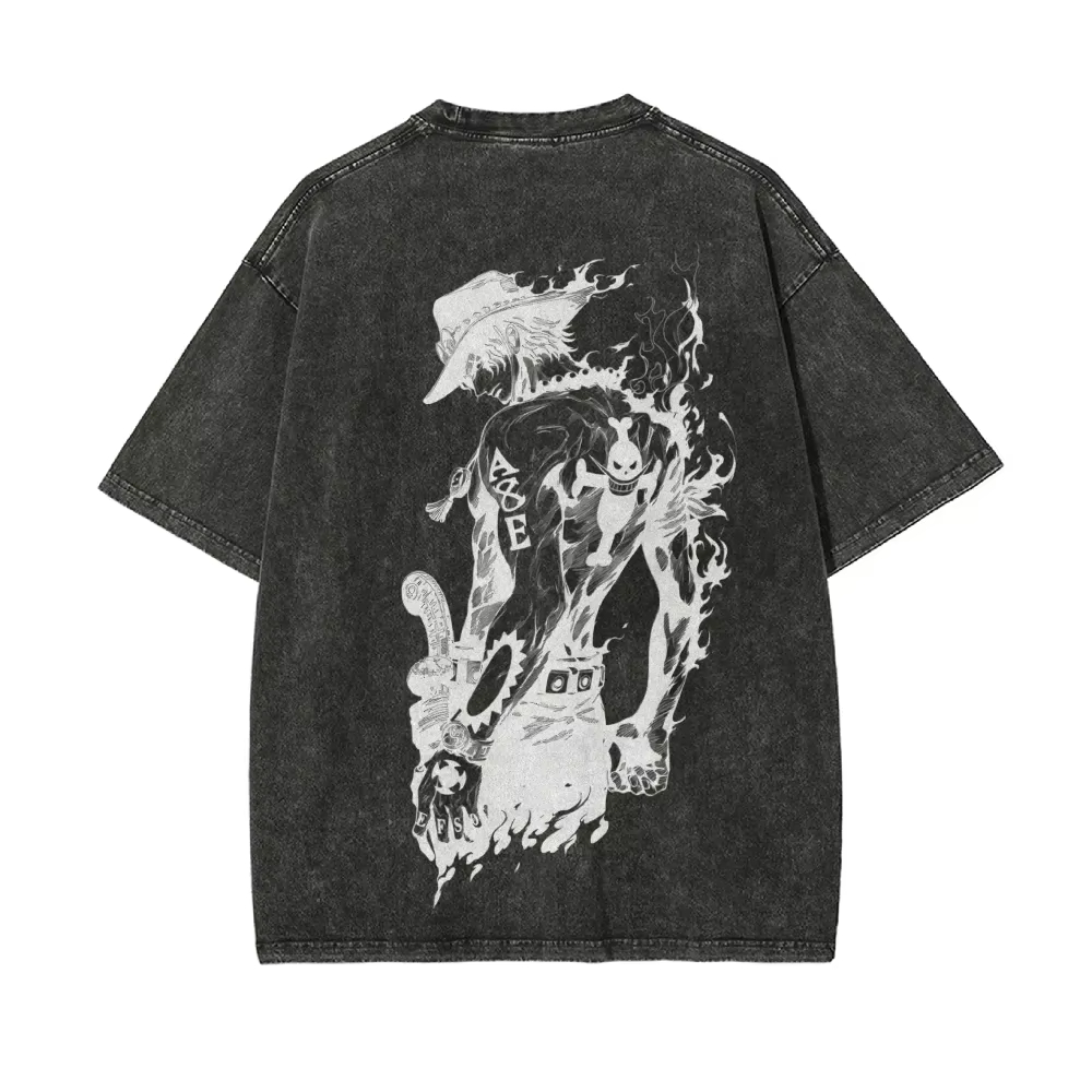 Acid Wash Vintage Graphic T Shirt - تي شيرت رجالي من Ace بتصميم