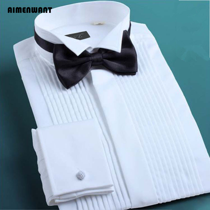 Mandarin Collar Formal Shirt Slim Fit - AIMENWANT-قميص سهرة أبيض للرجال ، مقاس