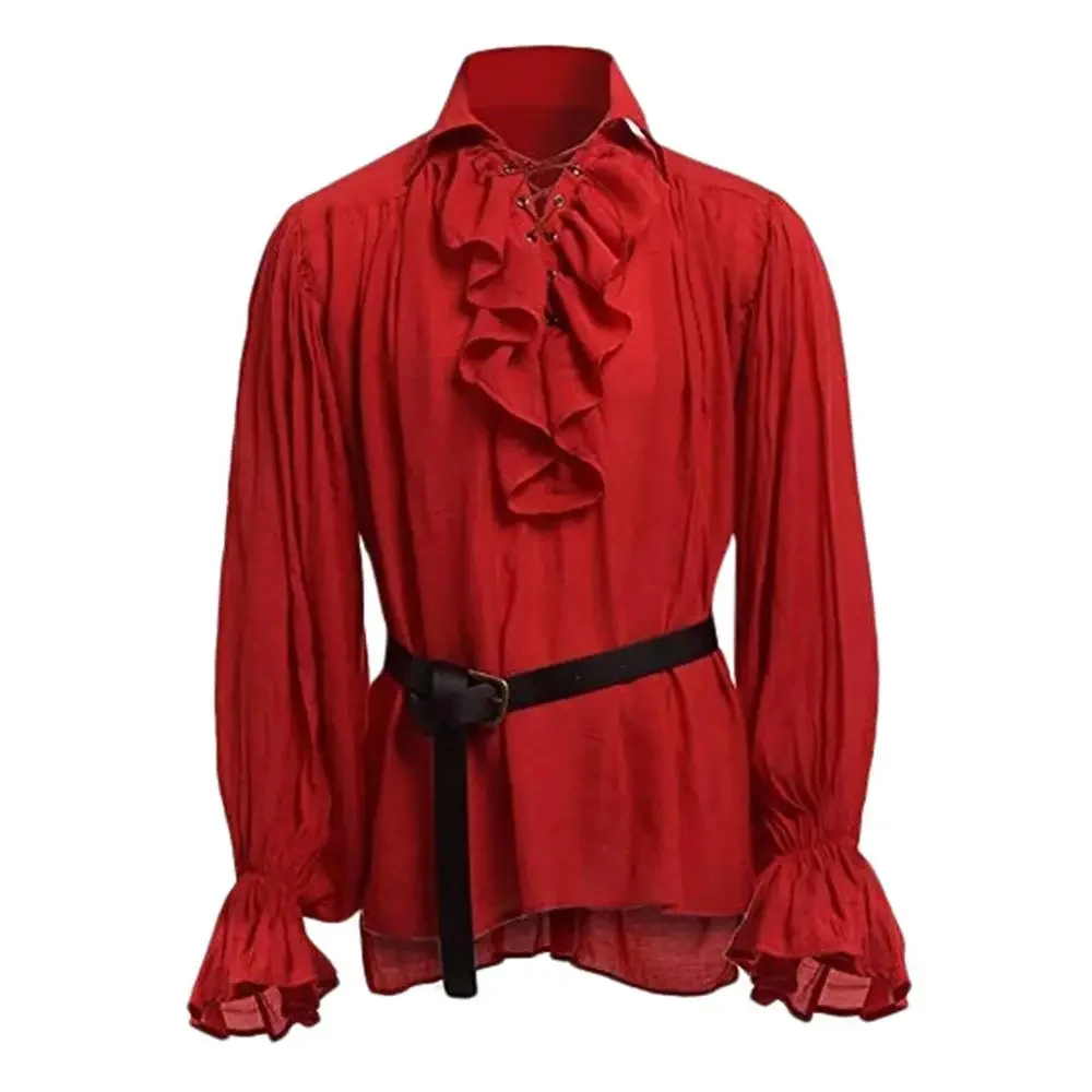 قمصان رجالية بتصميم القرون الو - مراجعة Medieval Gothic Lace Up Pirate Shirt وسعره