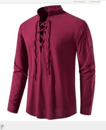 قميص رجالي بتصميم قرصان، قميص  - مراجعة Medieval Gothic Lace Up Pirate Shirt وسعره
