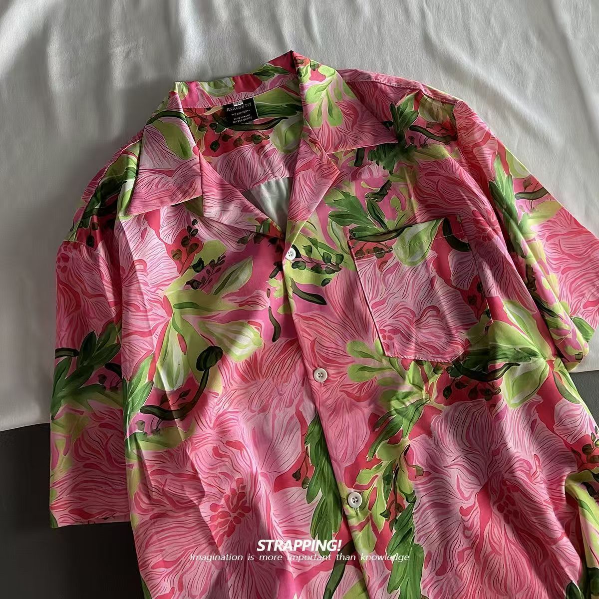 خمر الشاطئ Blusas مهنة الوردي  - مراجعة Vintage Hawaiian Floral Shirt وسعره