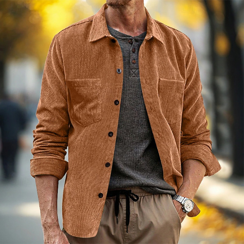 قميص رجالي كاجوال للربيع والخر - مراجعة Corduroy Button Up Shirt Men وسعره