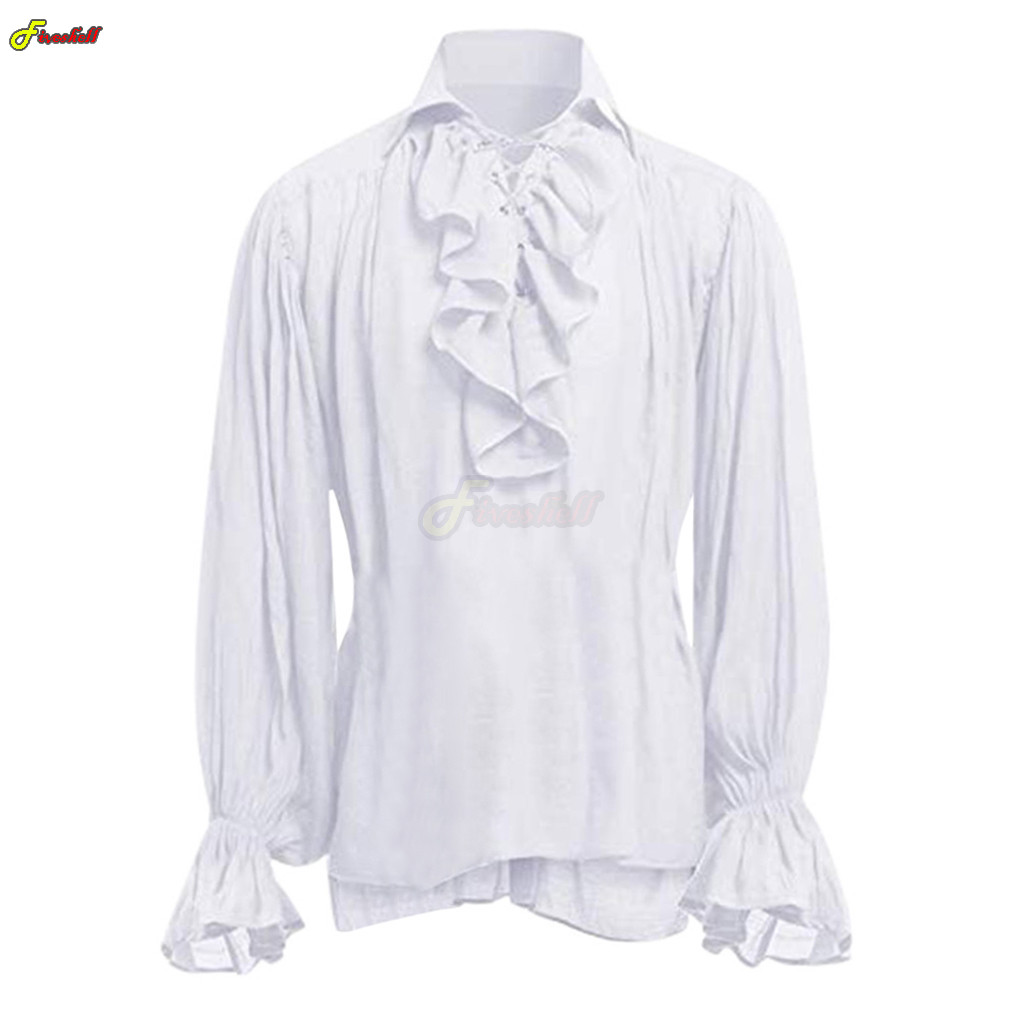 رجل هالوين الدانتيل يصل القراص - مراجعة Medieval Gothic Lace Up Pirate Shirt وسعره