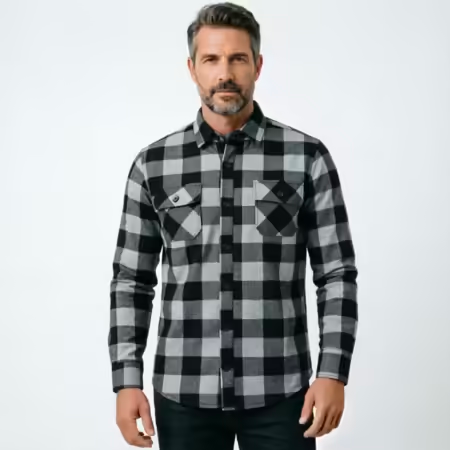 قميص رجالي طويل الأكمام منقوش  - مراجعة Flannel Plaid Shirt Heavy Weight وسعره