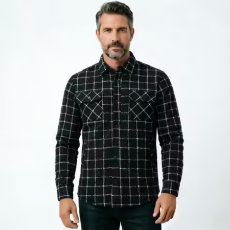 قميص رجالي طويل الأكمام منقوش  - مراجعة Flannel Plaid Shirt Heavy Weight وسعره