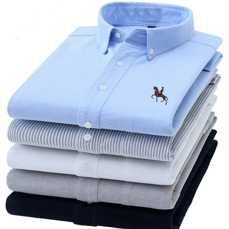 S-6XL قمصان أكسفورد للرجال كم  - مراجعة Oxford Cotton Casual Shirt Business وسعره