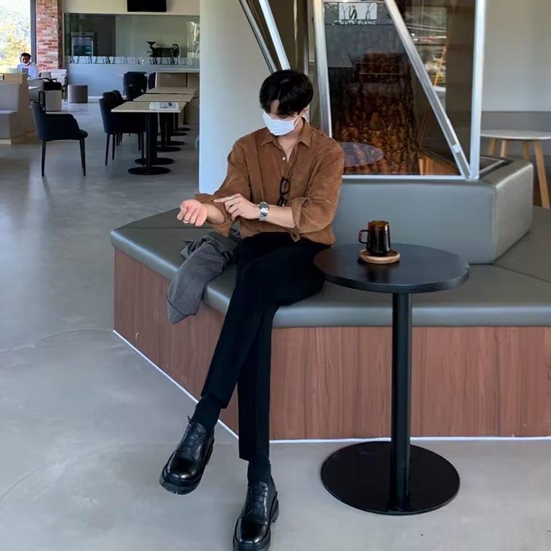 قمصان رجالية سوداء بأكمام طويل - مراجعة Corduroy Button Up Shirt Men وسعره