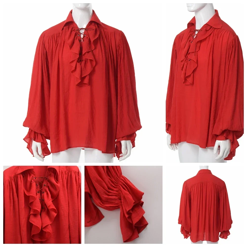 الرجال القراصنة قميص مصاص دماء - مراجعة Medieval Gothic Lace Up Pirate Shirt وسعره