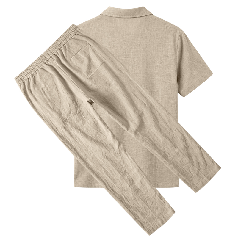طقم بولو رجالي من قطعتين: قميص - مراجعة Mens Linen Shirt Long Sleeve وسعره