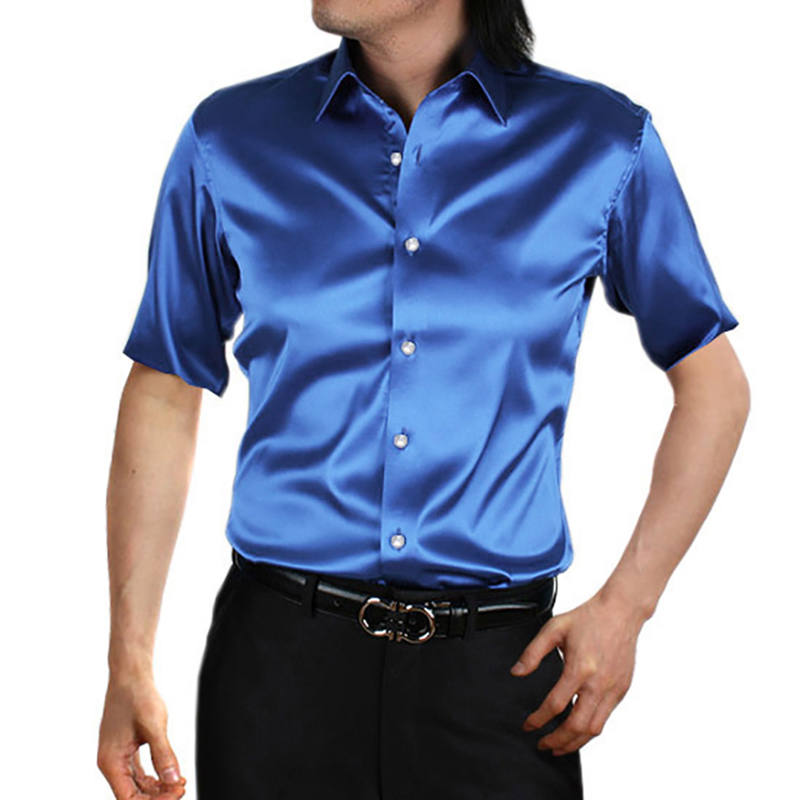 الحرير الحرير رجالي فستان قميص - مراجعة Mens Satin Silk Dress Shirt وسعره