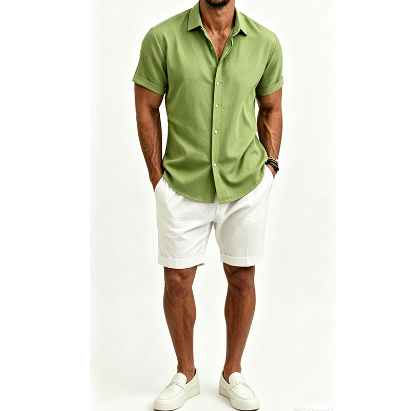 طقم قميص رجالي من القطن والكتا - مراجعة Mens Linen Shirt Long Sleeve وسعره