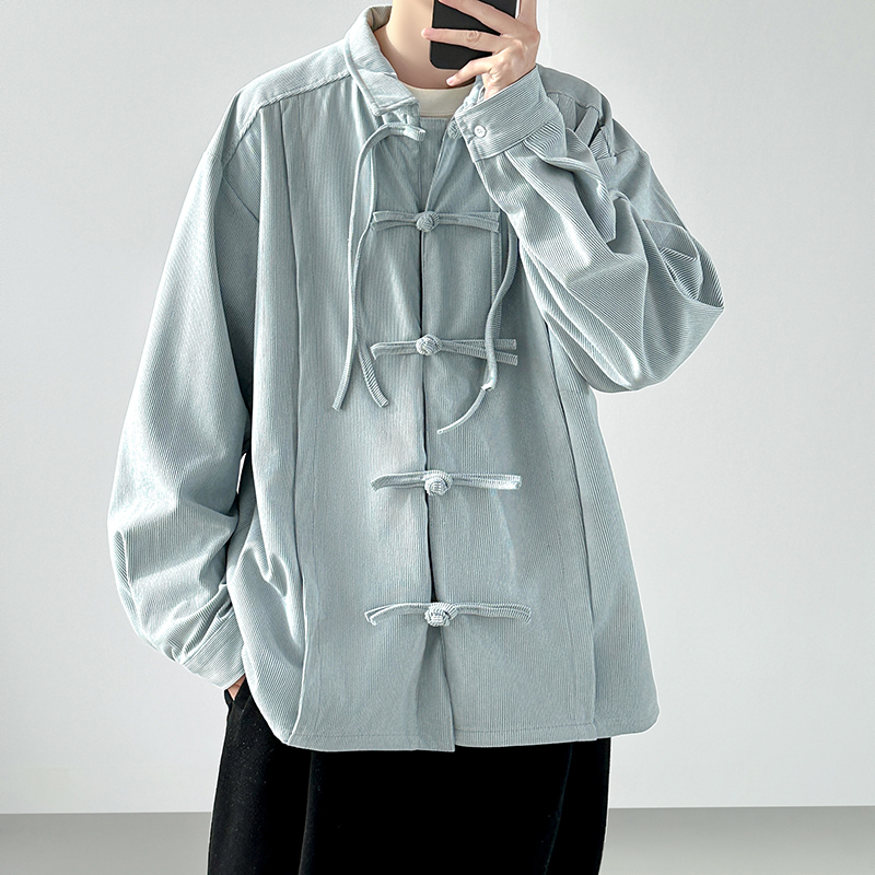 2025 الرجال الرجعية النمط الصي - مراجعة Corduroy Button Up Shirt Men وسعره